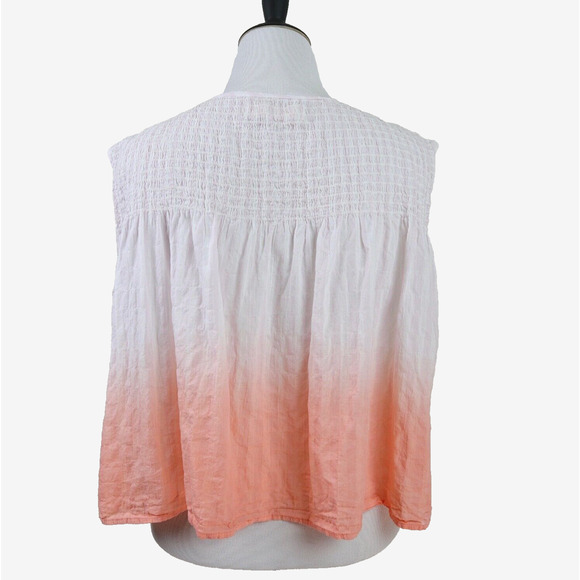 Free People Size XS Little Bit Of Something Ombre Blouse White Orange - Picture 5 of 10
